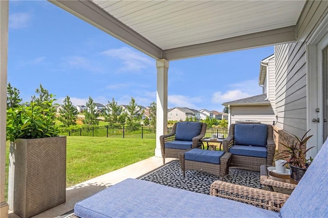 36 Mead Ct, Hoschton, GA 30548 - view of patio with a residential view and an outdoor hangout area