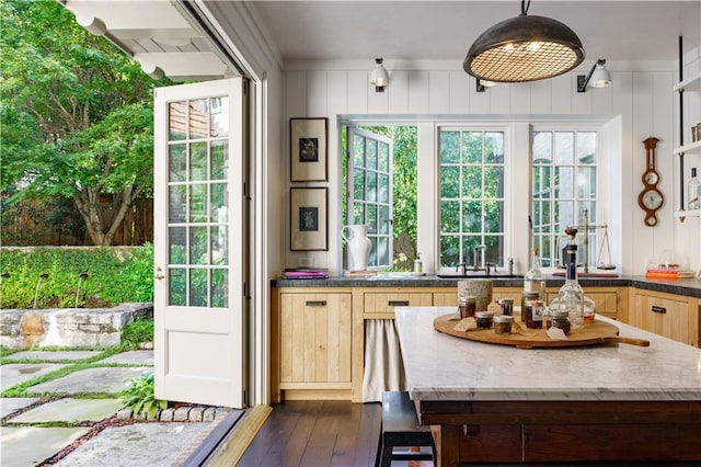 interior space featuring dark wood-style flooring