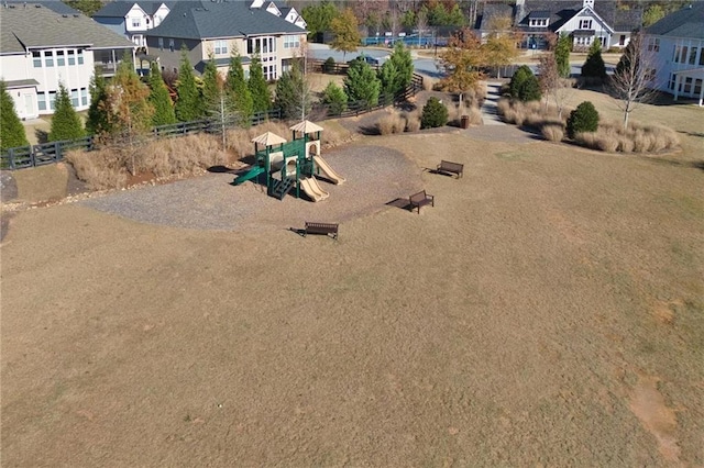 bird's eye view with a residential view