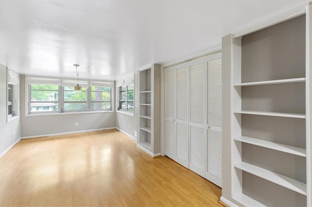 interior space with light hardwood / wood-style floors