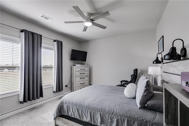 bedroom featuring ceiling fan