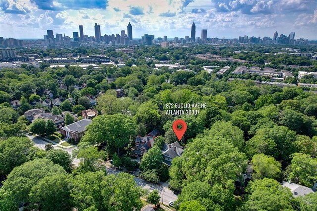 aerial view with a city view