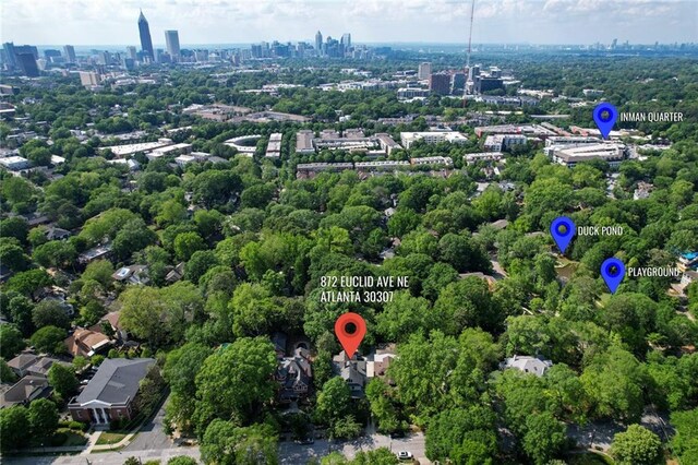 drone / aerial view with a view of city