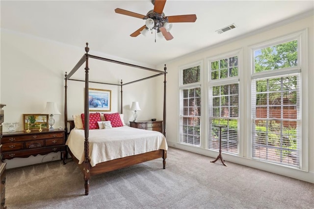 6259 Spalding Dr, Peachtree Corners, GA 30092 - carpeted bedroom with ornamental molding and ceiling fan