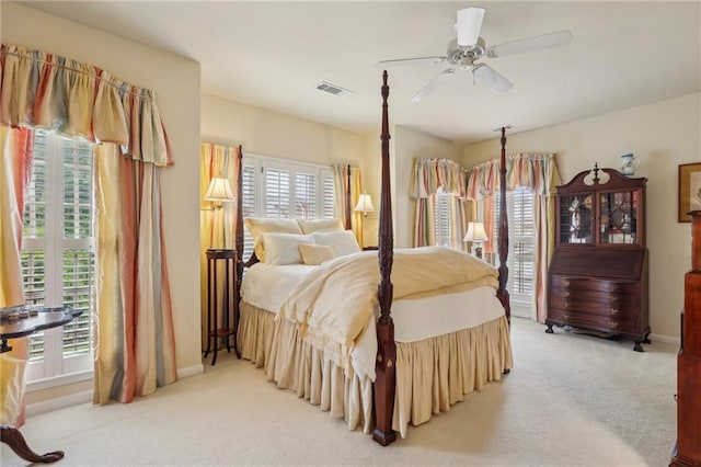 6259 Spalding Dr, Peachtree Corners, GA 30092 - bedroom with light colored carpet, baseboards, and a ceiling fan