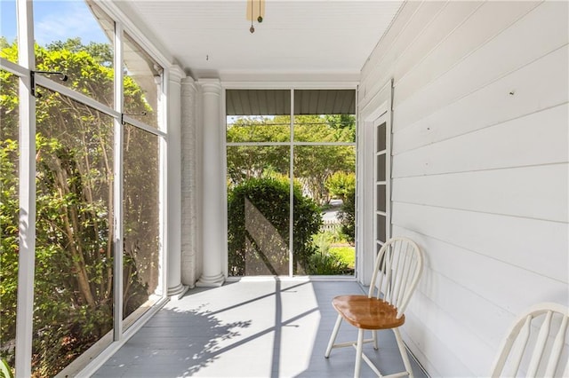 view of unfurnished sunroom