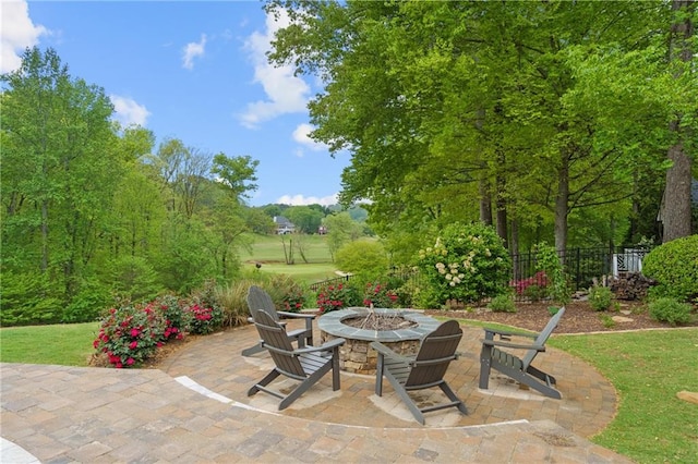 view of patio with an outdoor fire pit