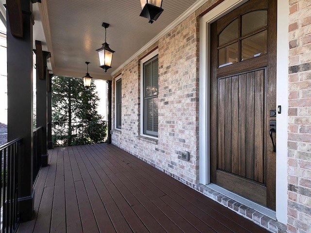 wooden terrace with covered porch