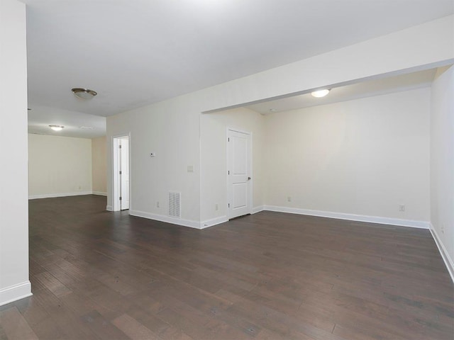 unfurnished room featuring dark wood-type flooring