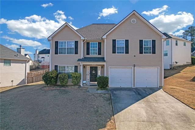 view of property with a garage