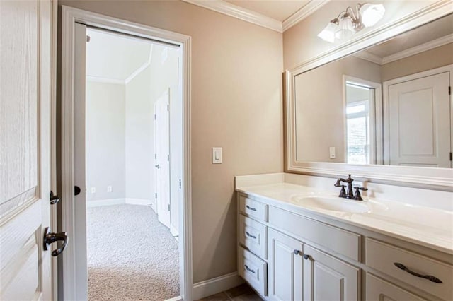 240 Chandler Walk, Loganville, GA 30052 - bathroom featuring vanity and crown molding