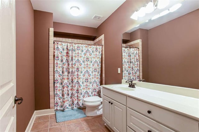 240 Chandler Walk, Loganville, GA 30052 - bathroom with vanity, tile patterned floors, and a shower with curtain