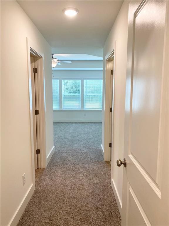 hallway featuring carpet flooring