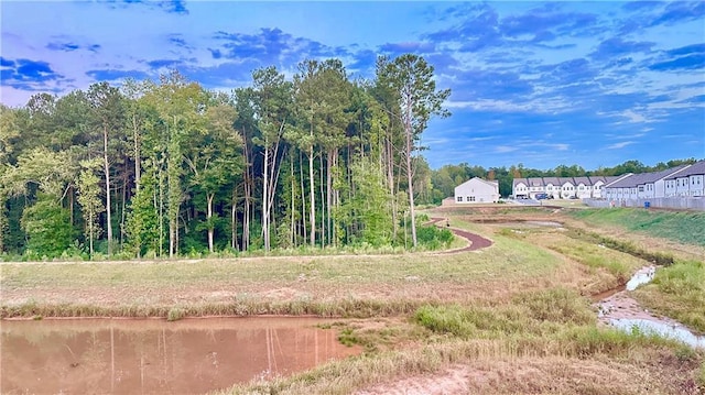 view of yard with a water view