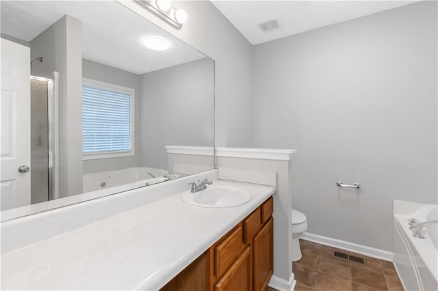 97 Spring Leaf Dr, Dallas, GA 30157 - bathroom with vanity, visible vents, baseboards, and a tub with jets