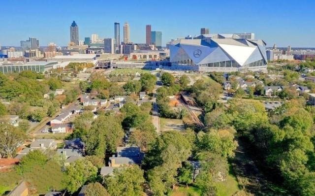 aerial view with a view of city