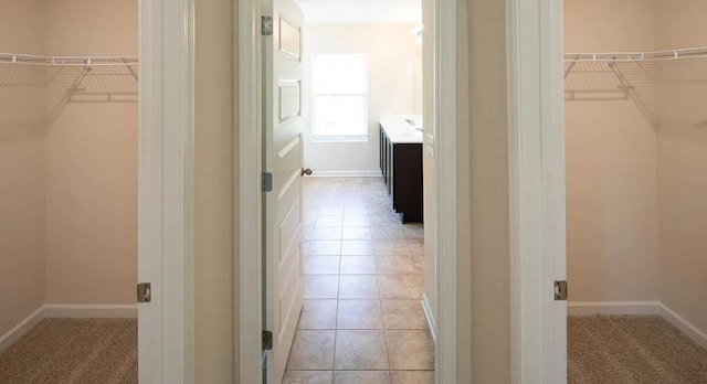 interior space featuring light tile patterned floors