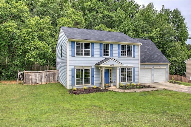4975 Rockstone Way, Acworth, GA 30101 - colonial house with a garage, driveway, and roof with shingles
