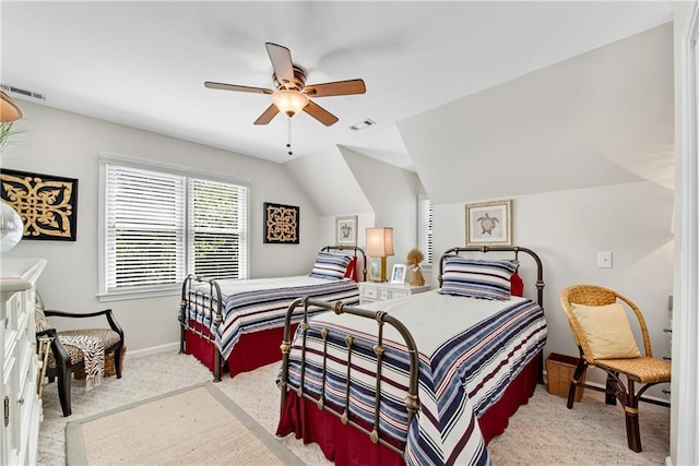 2176 Pine Lake Rd, Hiawassee, GA 30546 - bedroom featuring carpet, baseboards, a ceiling fan, and lofted ceiling