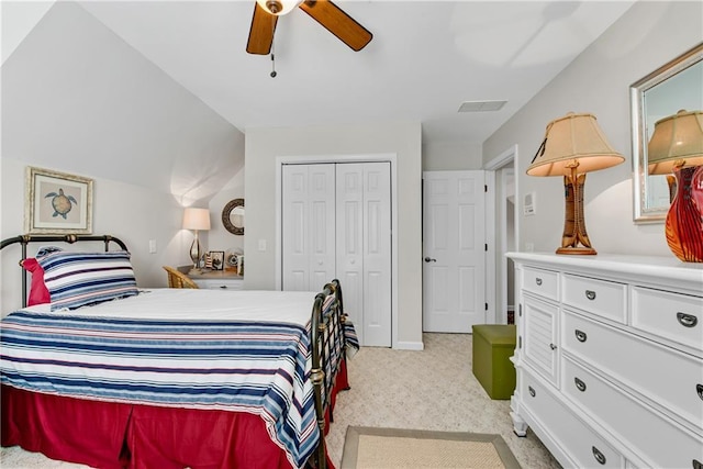 2176 Pine Lake Rd, Hiawassee, GA 30546 - carpeted bedroom featuring a closet and ceiling fan