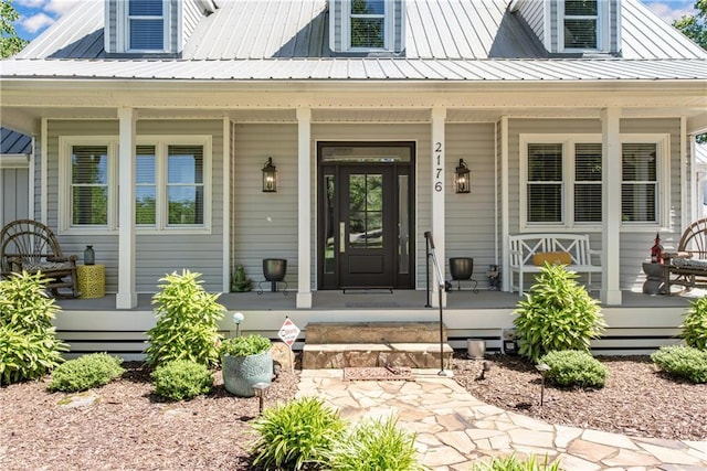 2176 Pine Lake Rd, Hiawassee, GA 30546 - doorway to property featuring a porch and metal roof