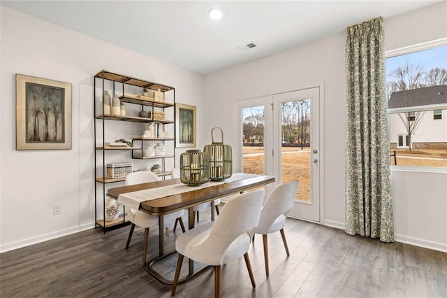 353 Sound Cir, Stockbridge, GA 30281 - dining space featuring baseboards, dark wood-type flooring, and recessed lighting