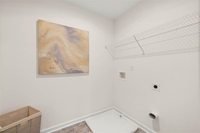 353 Sound Cir, Stockbridge, GA 30281 - clothes washing area featuring washer hookup, baseboards, electric dryer hookup, and laundry area