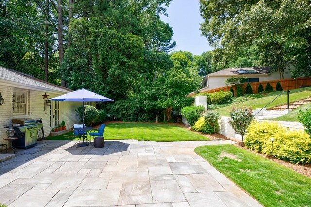 view of patio with area for grilling