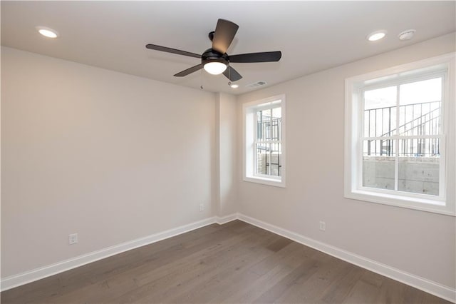 530 Fisher Dr Unit 45, Alpharetta, GA 30009 - unfurnished room featuring baseboards, dark wood-style floors, a ceiling fan, recessed lighting, and a smoke detector