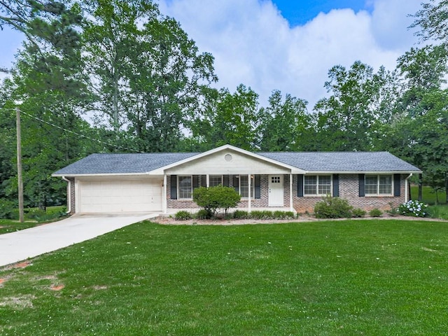 10381 E Cherokee Dr, Canton, GA 30115 - ranch-style home with an attached garage, a front yard, driveway, and brick siding