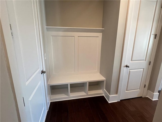 mudroom featuring dark hardwood / wood-style flooring