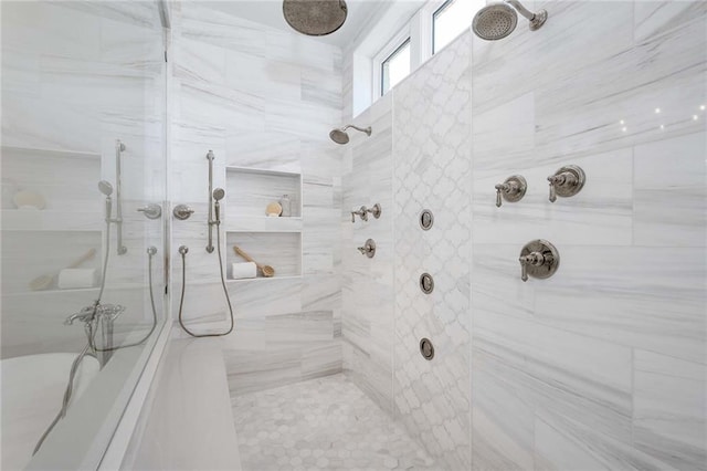 full bath featuring a tile shower