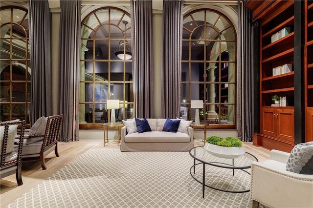 living area featuring light wood-style floors