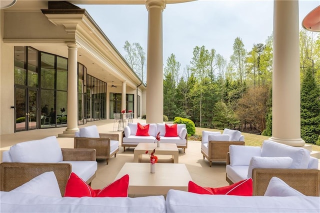 view of patio with an outdoor hangout area