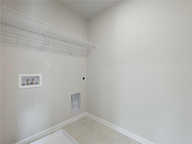 laundry area with electric dryer hookup and hookup for a washing machine