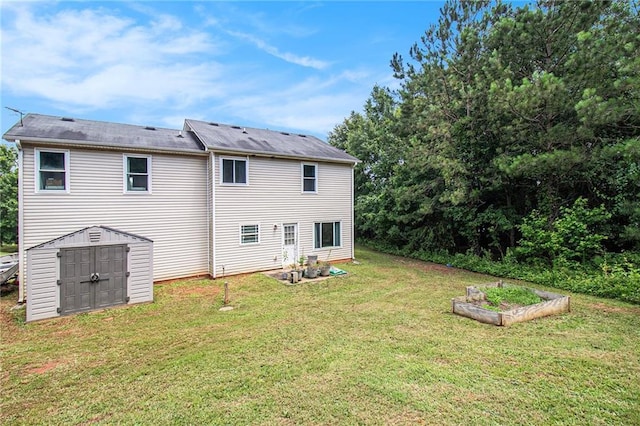 45 Ratliff Dr, Covington, GA 30016 - rear view of property with a garden, a shed, and a yard