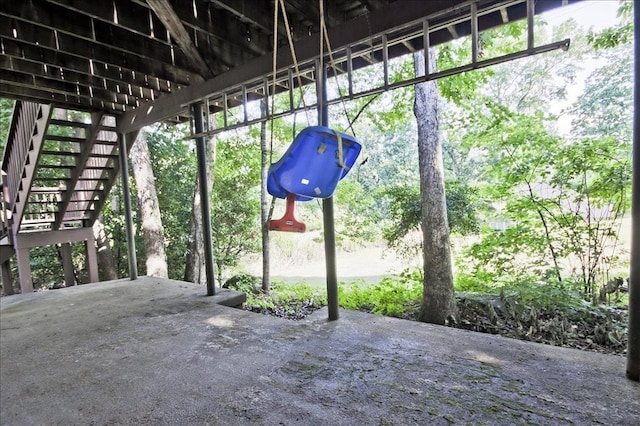 view of patio featuring stairs