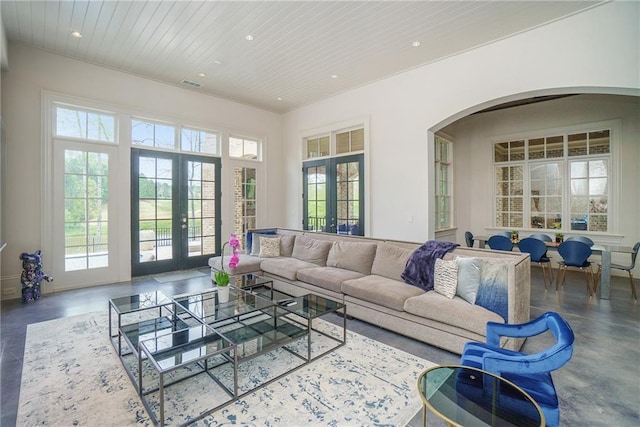 living room with french doors