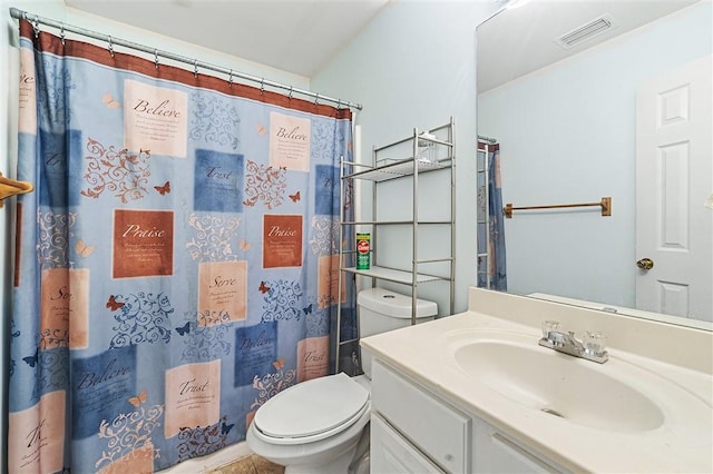 3485 Palisade Lake Dr, Duluth, GA 30096 - bathroom featuring toilet, vanity, and a shower with shower curtain