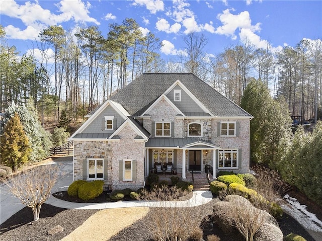 craftsman inspired home featuring a porch