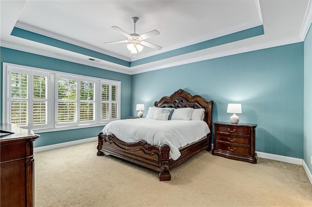 1725 Lynwood Pl, Alpharetta, GA 30004 - bedroom featuring a raised ceiling, light carpet, baseboards, and ornamental molding