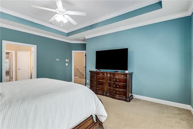 1725 Lynwood Pl, Alpharetta, GA 30004 - carpeted bedroom with baseboards, ornamental molding, and a ceiling fan