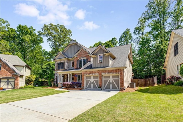 1725 Lynwood Pl, Alpharetta, GA 30004 - craftsman-style house with board and batten siding, central AC, concrete driveway, brick siding, and an attached garage