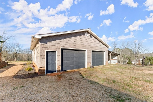 view of detached garage