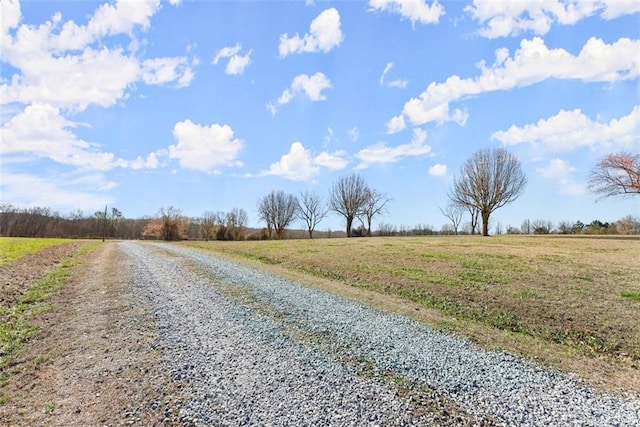 view of road with a rural view