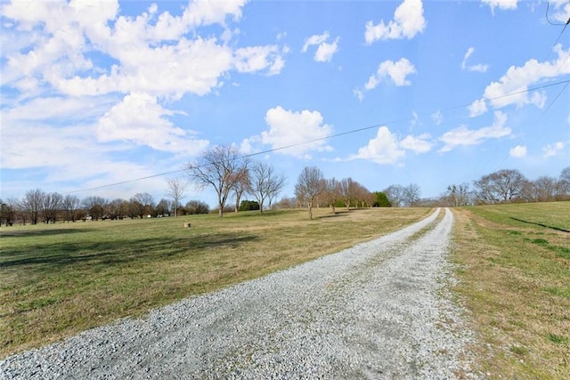 view of road with a rural view