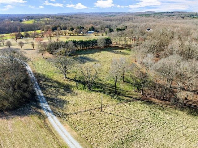 drone / aerial view with a rural view