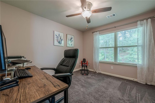 3291 Wild Basil Ln, Buford, GA 30519 - carpeted office with baseboards and ceiling fan
