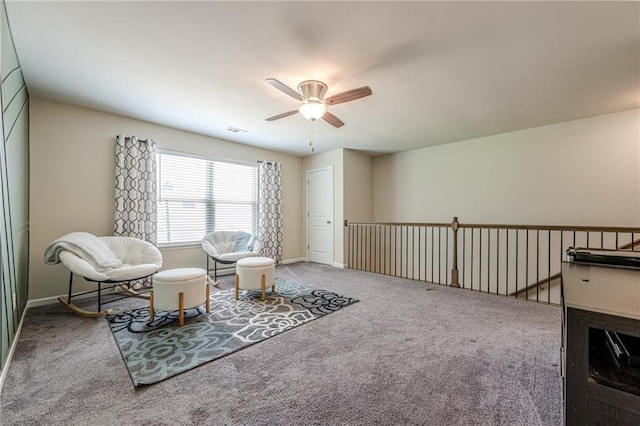 3291 Wild Basil Ln, Buford, GA 30519 - living area with a ceiling fan and carpet floors