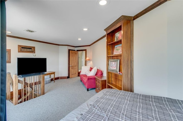 2935 Thompson Mill Rd, Gainesville, GA 30506 - bedroom featuring ornamental molding, recessed lighting, and carpet flooring
